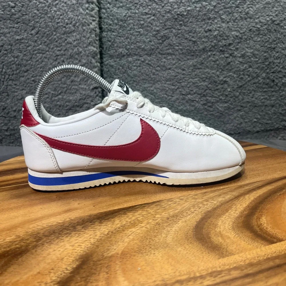 Nike Cortez Classic White Red Blue Leather Womens Casual Sneakers Shoes Size 7.5